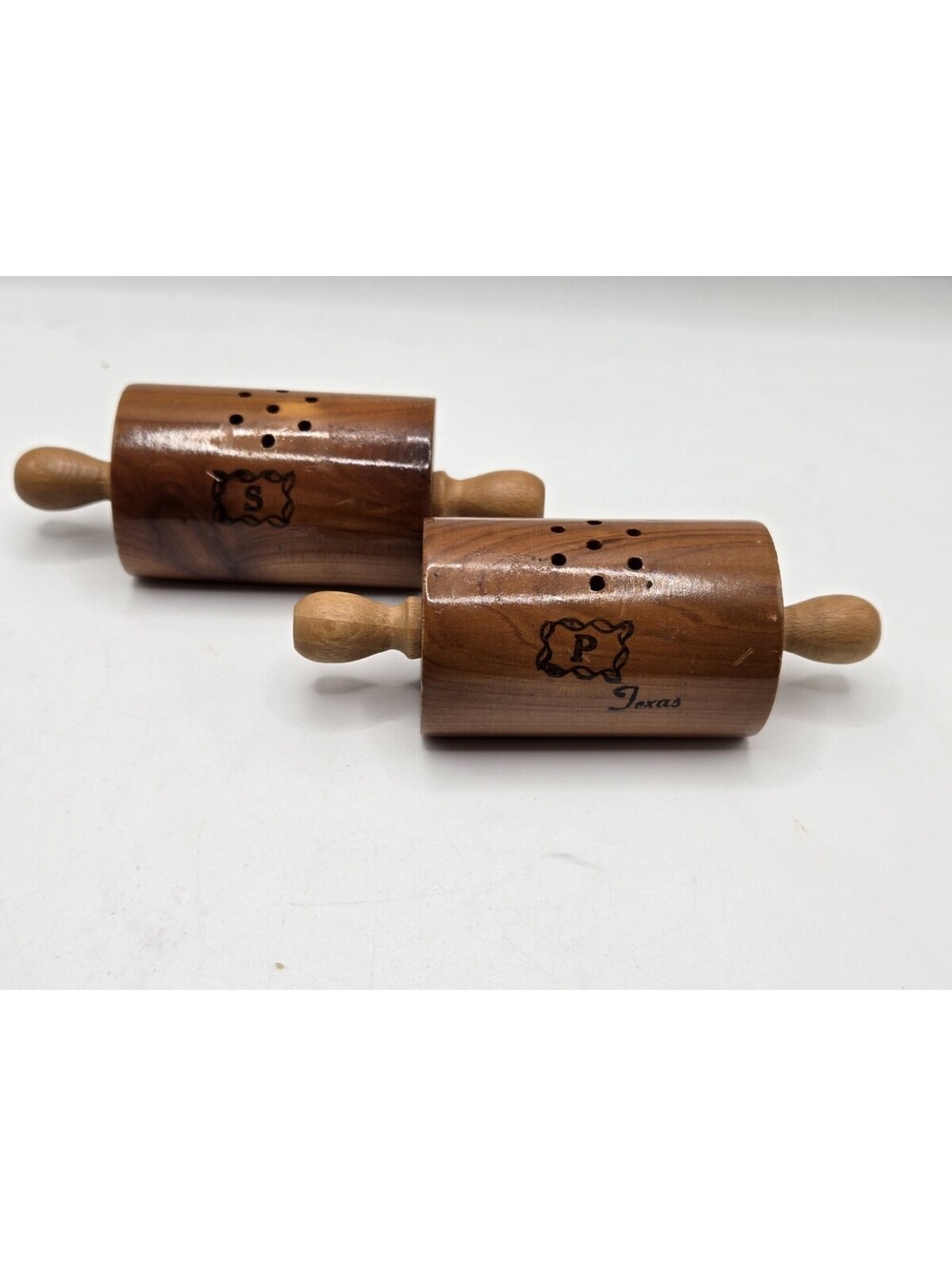 Rolling Pin Salt And Pepper Shakers Vintage Wood Texas